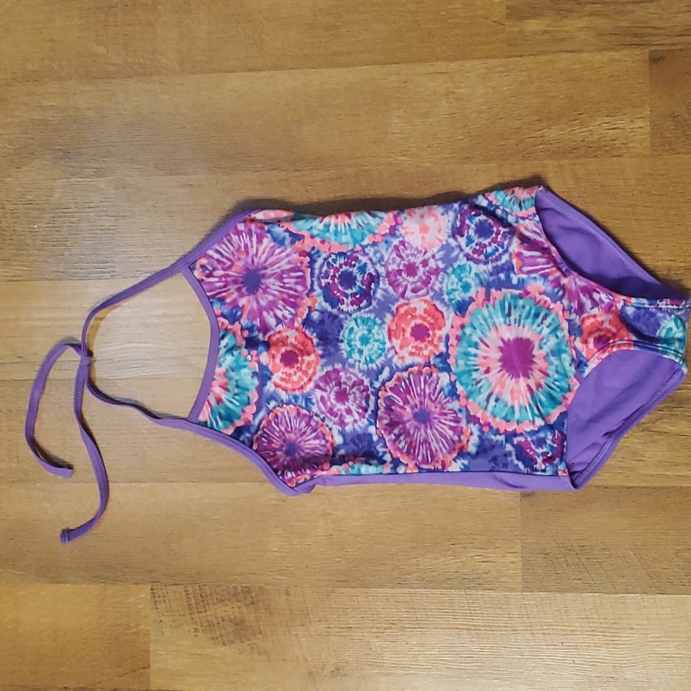 Cat & Jack Purple Halter Tie Dyed‎ Girls Size 6/6x Swimsuit
